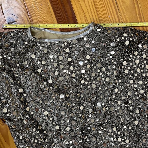 NOS Gold Sparkly Top Vtg Size 16 USA Glam Party Semi Sheer Caron Disco Rave New - Picture 8 of 17